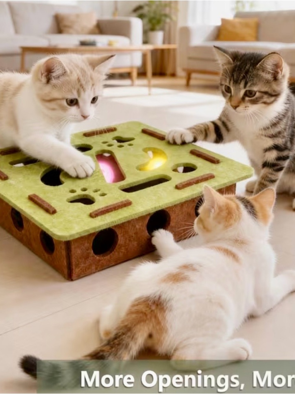 😸 Interactive Felt Puzzle Mat for Cats l - Green